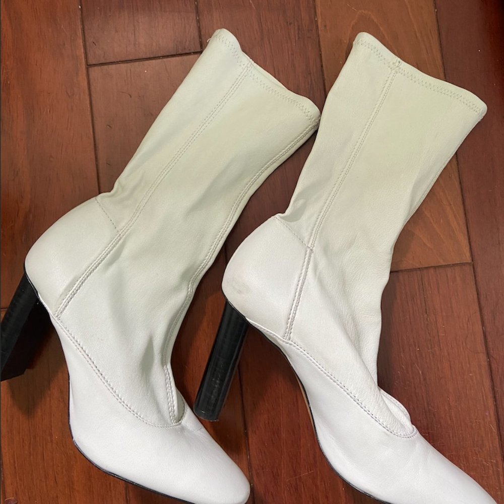 White Leather Booties